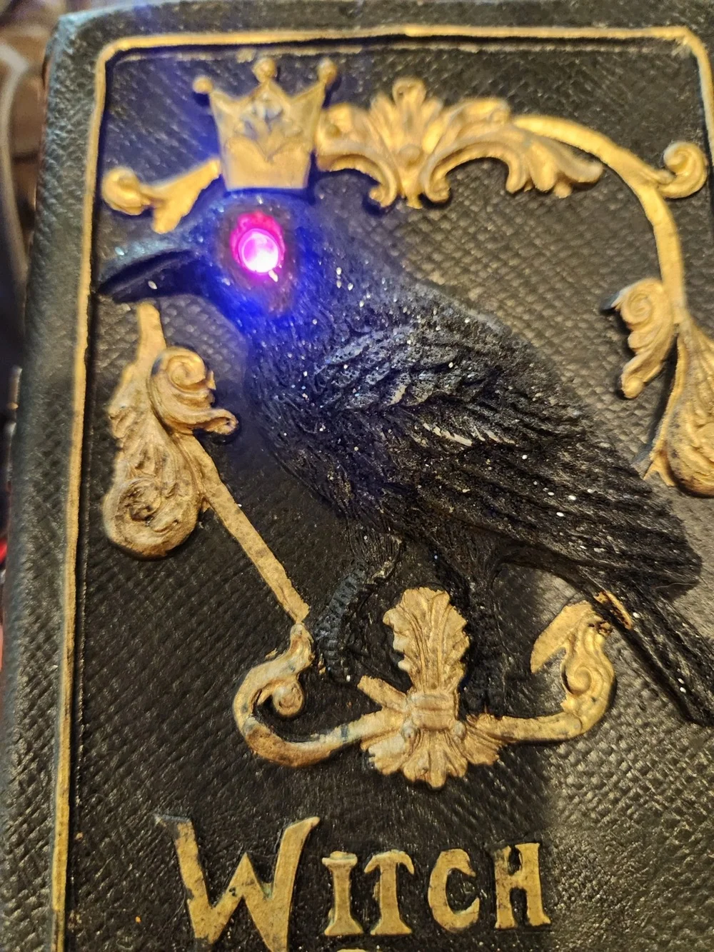 Halloween Cursed Spell Book w/ Raven Light Up Decor-Unique Fake Book Prop